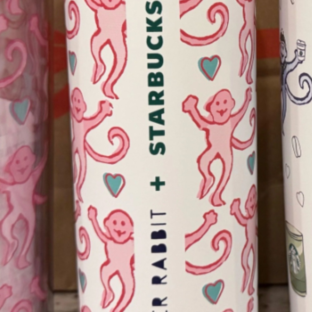 Starbucks Pink and White Monkey Tumbler